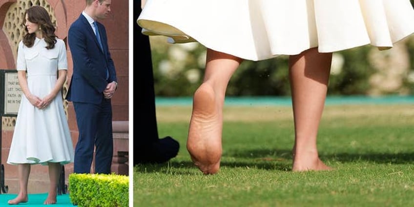 kate middleton goes barefoot in respectful gesture to radio hosts family never see royalty with no shoes