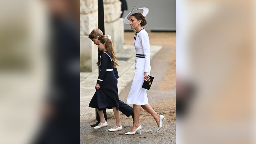 Princess Catherine with her children, Princess Charlotte and Prince George