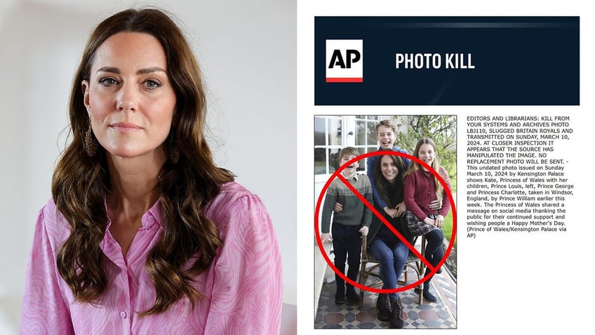 Photo of Kate Middleton side by side the pulled version of her family photo