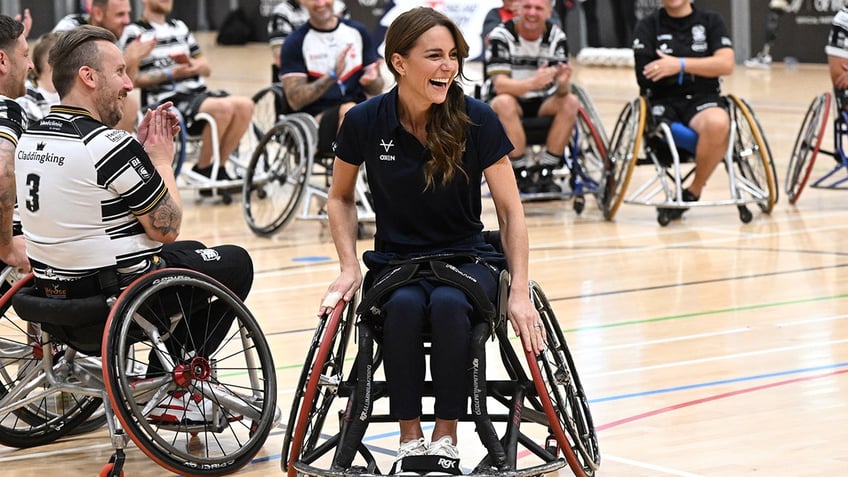 kate middleton suits up in sweats for wheelchair rugby match in england