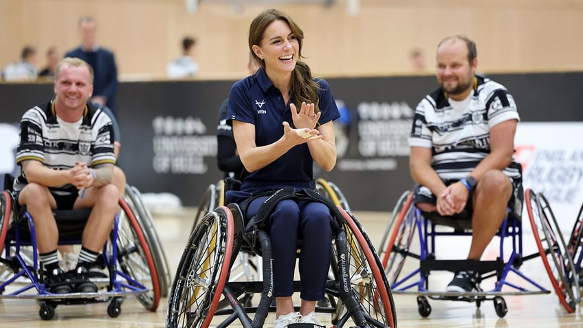 kate middleton suits up in sweats for wheelchair rugby match in england