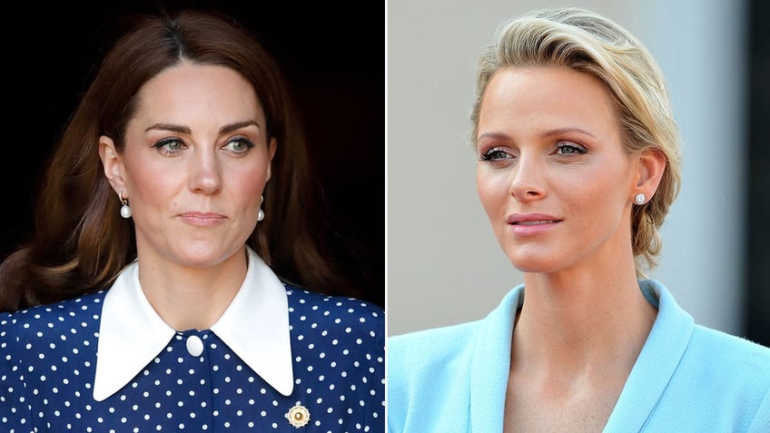 Split side by side photo of Kate Middleton and Princess Charlene of Monaco