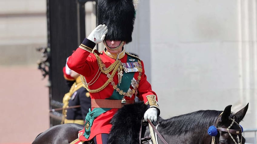 Prince Charles riding horseback in the 2022 Trooping the Colour parade