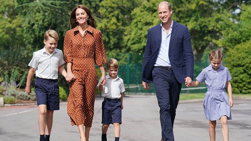 Prince William walking with royal family