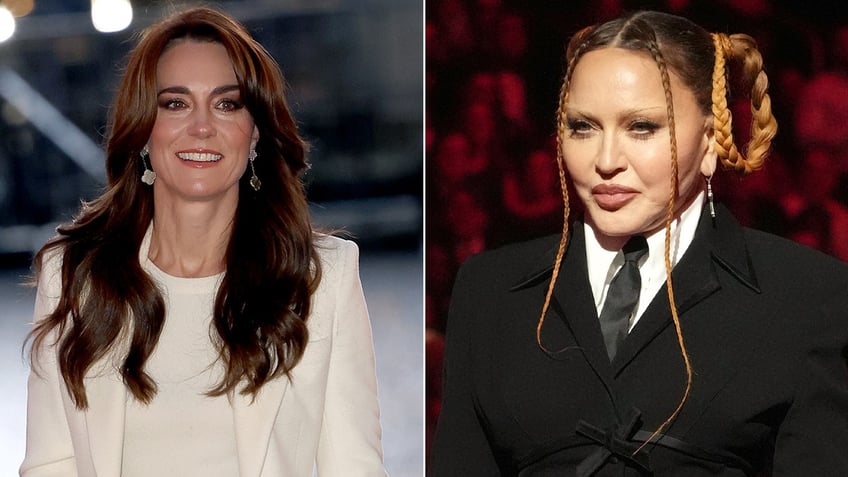 A split image of Kate Middleton and Madonna