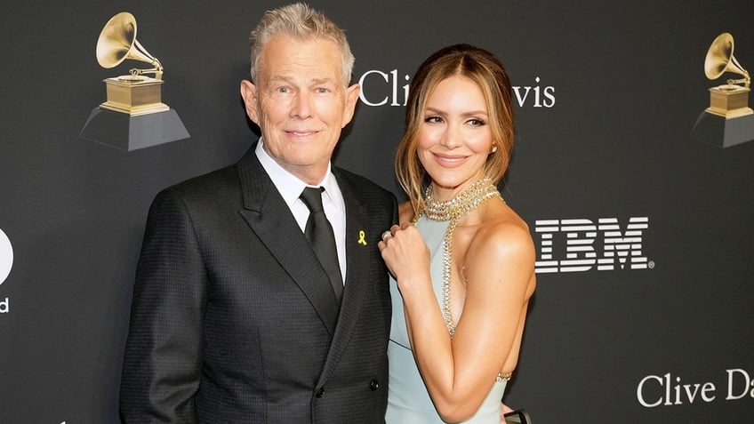 Katherine McPhee and David Foster at the Pre-Grammy red carpet