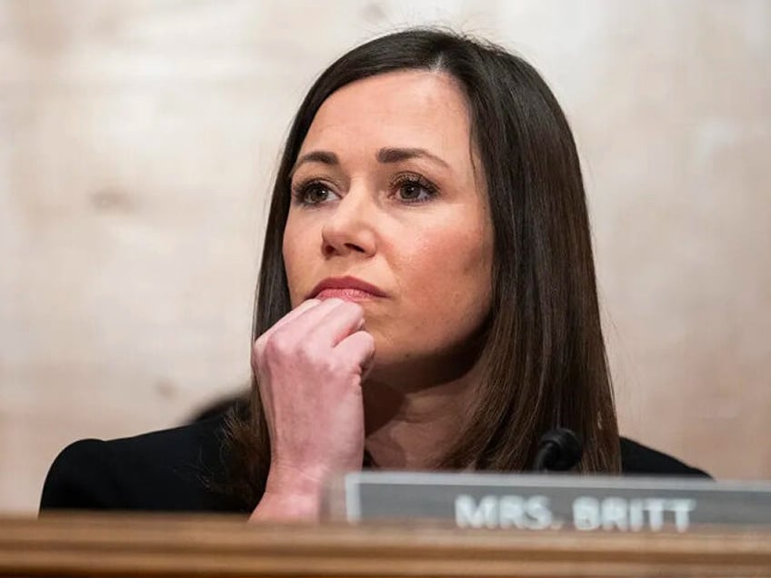 UNITED STATES - JANUARY 11: Sen. Katie Britt, R-Ala., attends the Senate Banking, Housing,