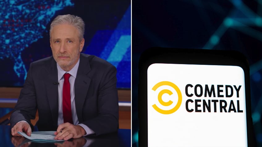 Jon Stewart and Comedy Central logo split image
