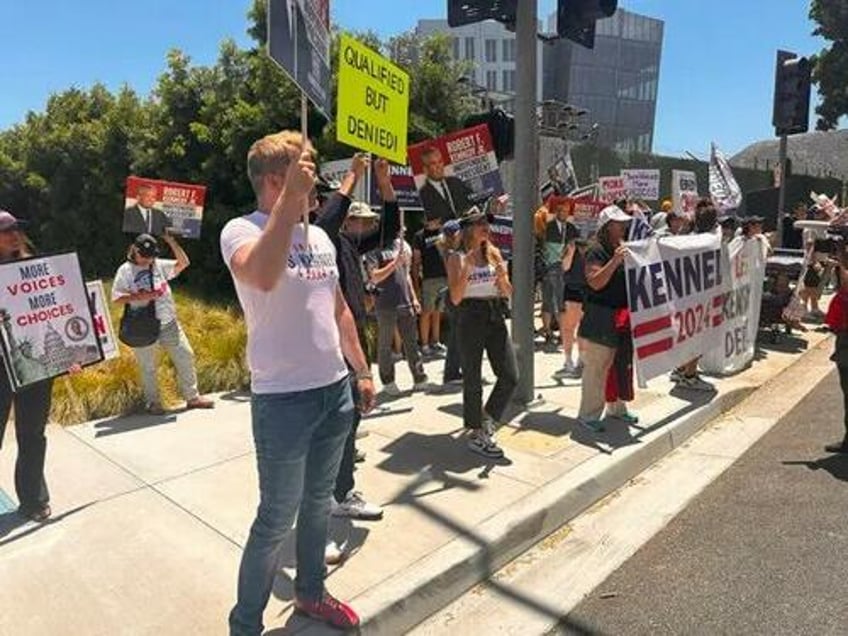 kennedy supporters protest outside cnn office in burbank after he is excluded from debate