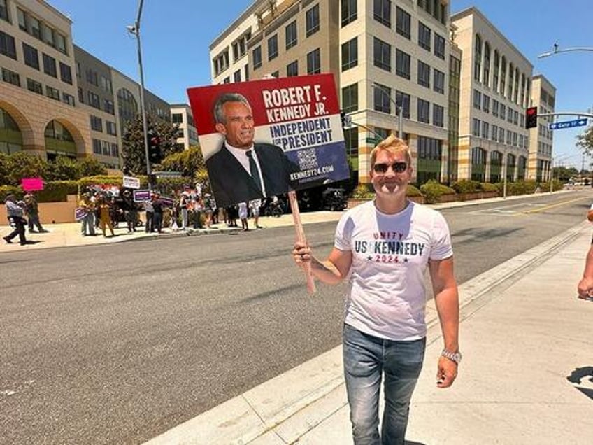 kennedy supporters protest outside cnn office in burbank after he is excluded from debate