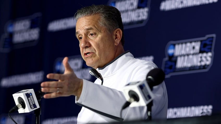 John Calipari speaks to the media