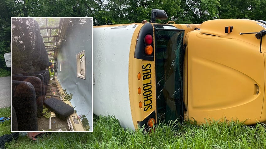 photo of overturned bus