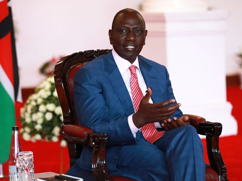 Kenyan President William Ruto speaks during an interview with Xinhua in Nairobi, capital o