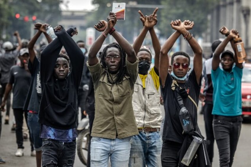 Protesters in the Kenyan capital earlier this week demonstrate against tax hikes