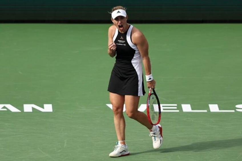 Germany's Angelique Kerber celebrates a point on the way to a victory over Veronika Kuderm