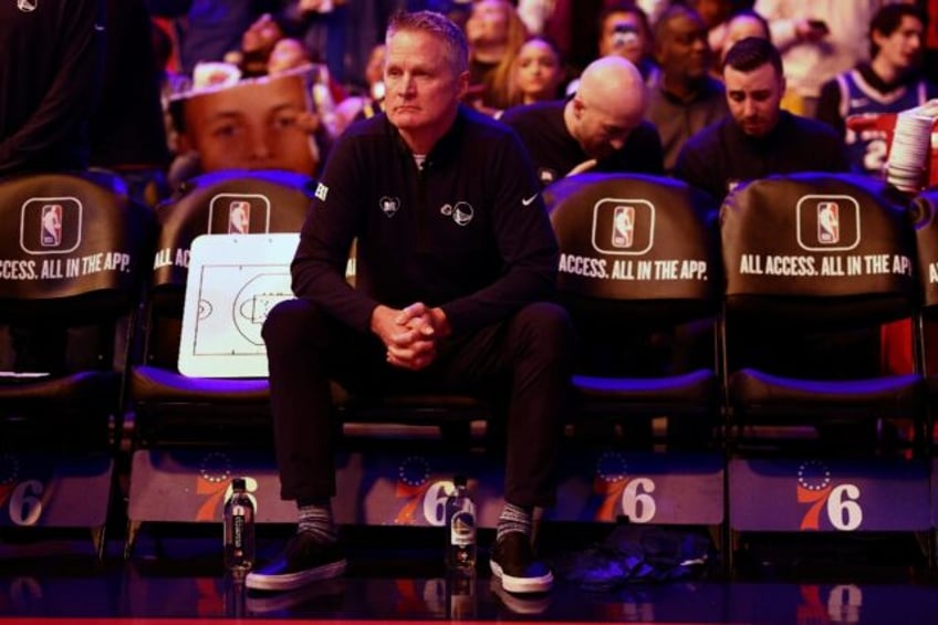 Golden State Warriors coach Steve Kerr looks on before an NBA game at Philadelphia