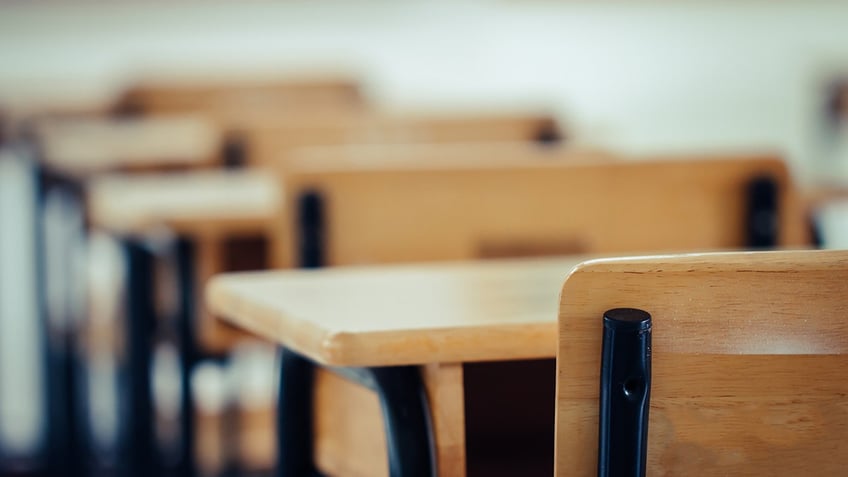 Desks in classroom