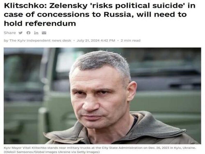 kiev mayor klitschko speculated that zelensky might agree to territorial compromises with russia