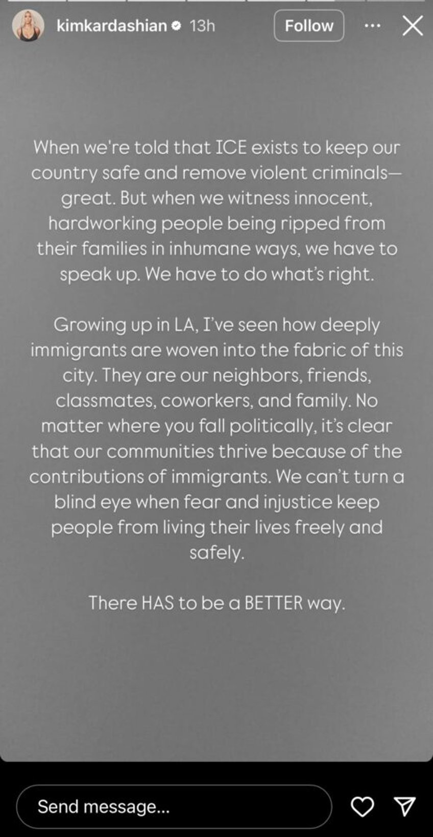 kim kardashian smears ice as ripping innocent people from their families as rapists and murders arrested