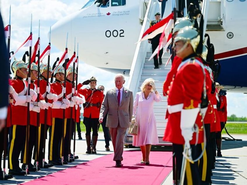 OTTAWA, CANADA - MAY 26: King Charles lll and Queen Camilla arrive at Ottawa Airport durin