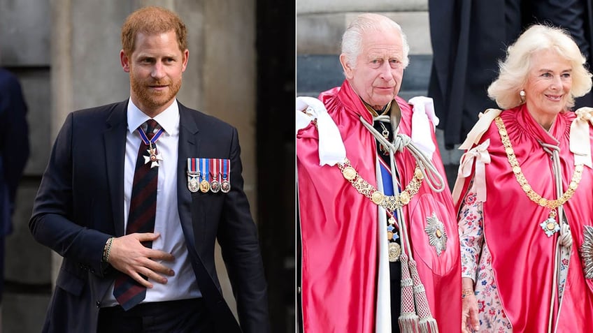 prince harry at st. pauls event/king charles and camilla at st. pauls service