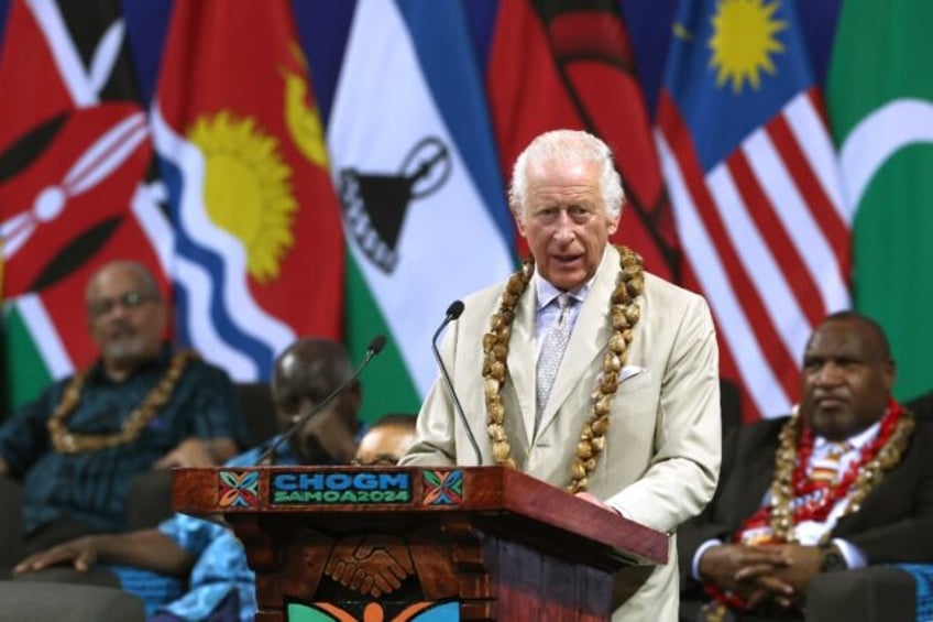 King Charles delivers a speech during the opening ceremony for the Commonwealth Heads of G