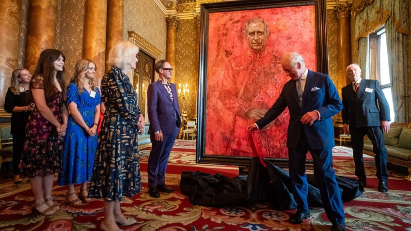 king charles with camilla and guests at unveiling