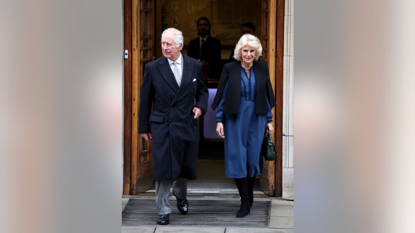 King Charles and Queen Camilla exiting The London Clinic