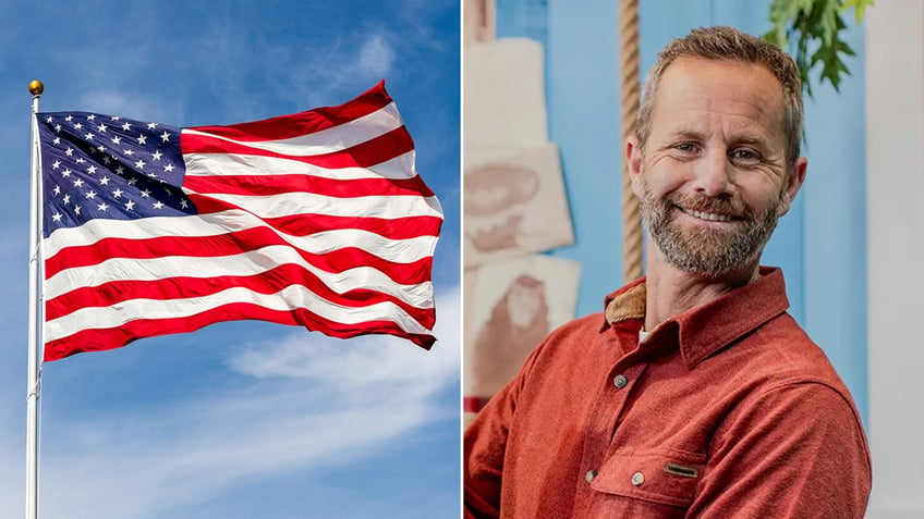 American flag and Kirk Cameron