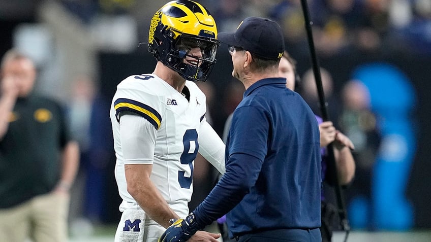 JJ McCarthy and Jim Harbaugh