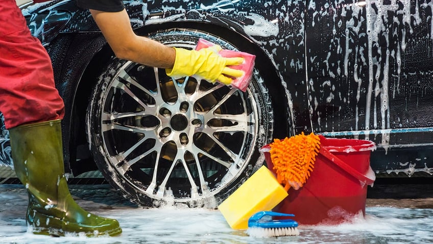 Car being washed