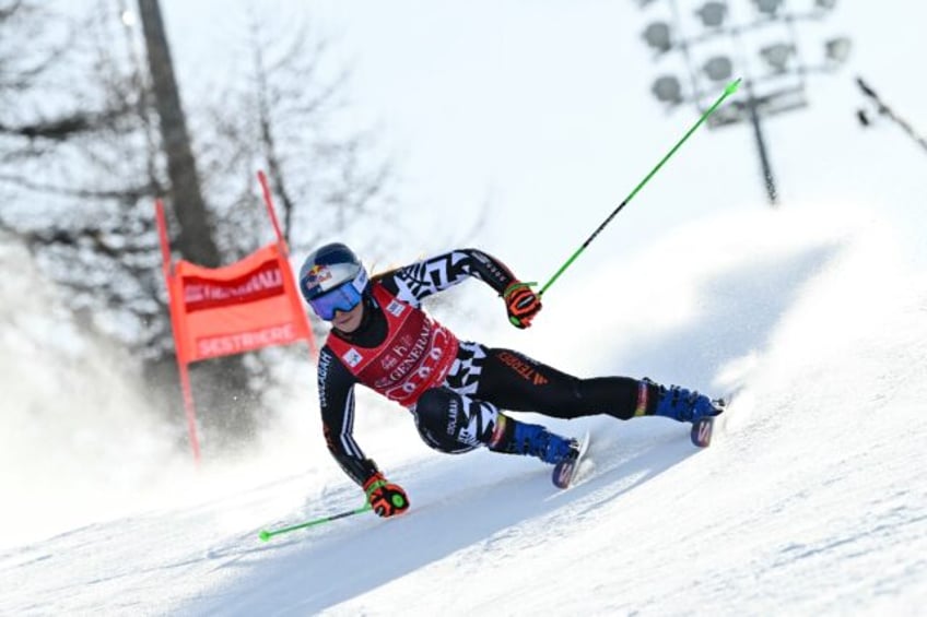 Alice Robinson was quickest on the first run in the women's giant slalom in Sestriere