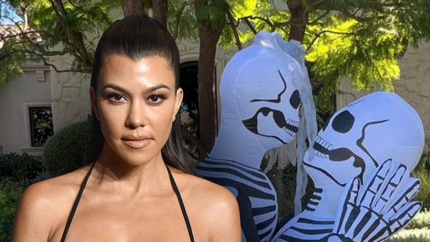 Kourtney Kardashian's skeleton Halloween decorations.