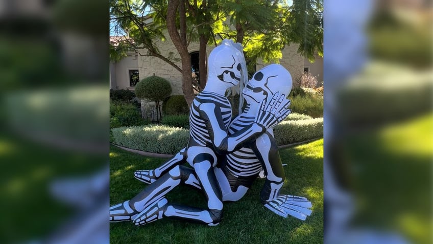 Kourtney Kardashian shares inflatable skeleton Halloween decorations