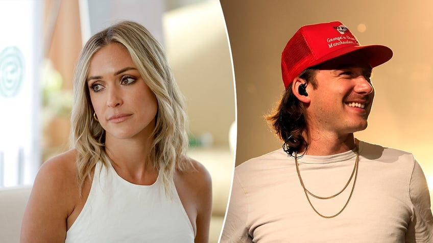 Kristin Cavallari next to a photo of Morgan Wallen