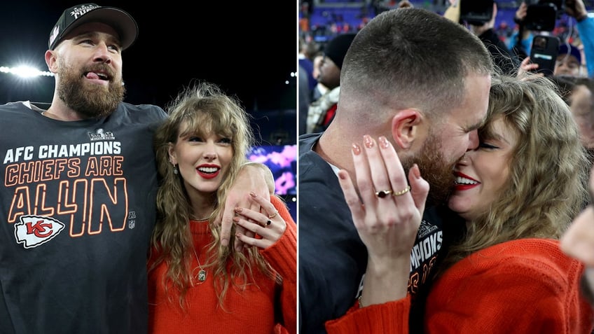 Taylor Swift and Travis Kelce wrap up in each other's arms after Kansas City Chiefs game