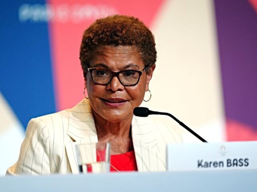 Mayor of Los Angeles, Karen Bass, during a press conference at the main press centre, on t