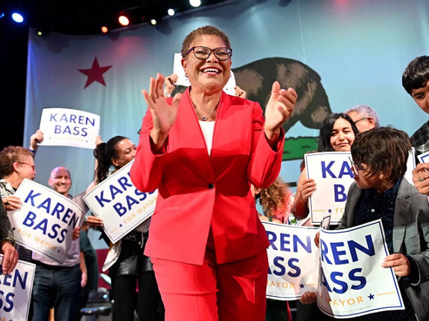 Los Angeles, California November 8, 2022-L.A. Mayor candidate Karen Bass during election n