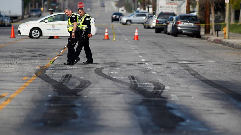 LA street racing skid marks