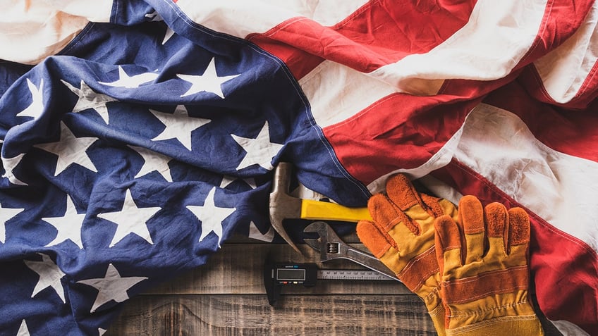 American flag and labor gear