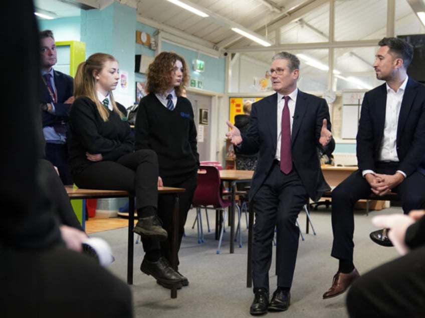 Labour leader Sir Keir Starmer with Kingswood by-election candidate, Damien Egan, speaking