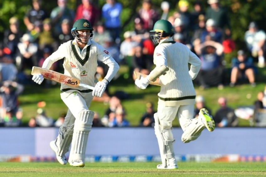 Australia's Marnus Labuschagne (L) was dismissed Saturday after a spectacular catch by Gle