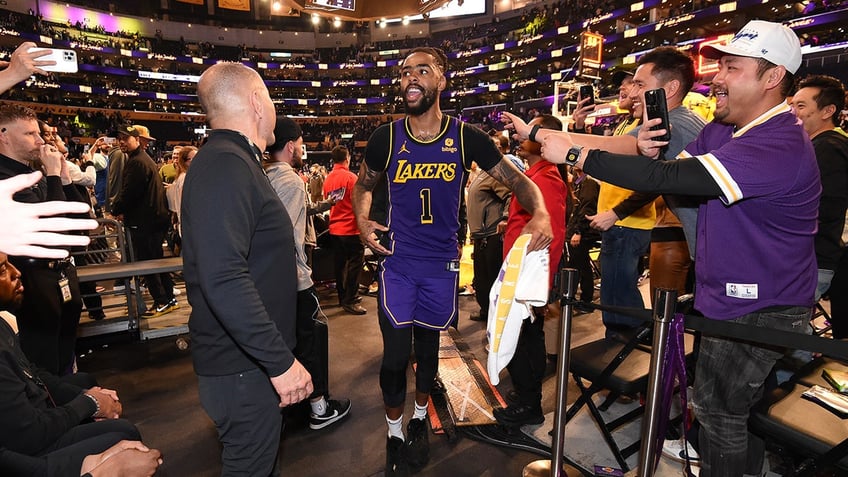 D'Angelo Russell celebrates