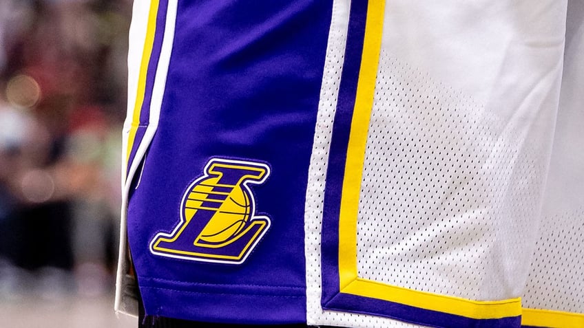 Lakers logo on shorts