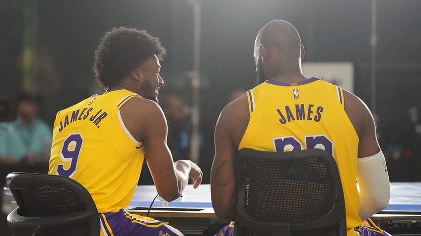 LeBron James and Bronny James attend media day