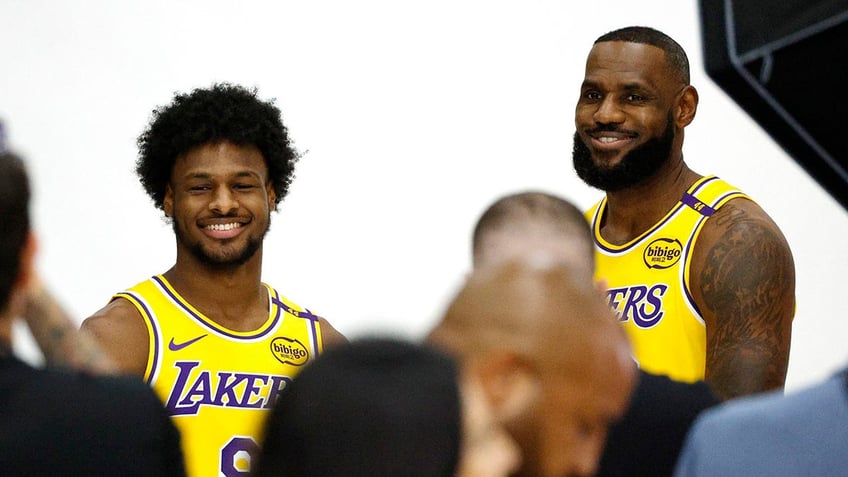 LeBron James and Bronny James attend media day