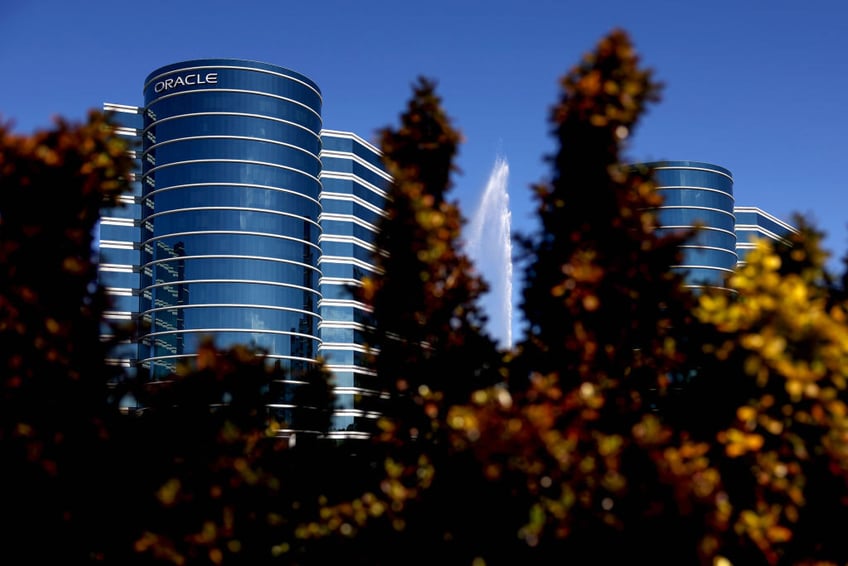 REDWOOD SHORES, CALIFORNIA - SEPTEMBER 11: A view of Oracle headquarters on September 11, 2023 in Redwood Shores, California. Oracle will report first-quarter earnings today after the closing bell. (Photo by Justin Sullivan/Getty Images)