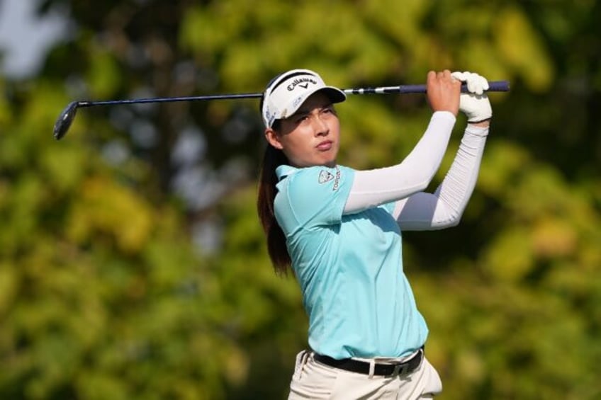 Thailand's Jeeno Thitikul plays a shot on the way to the 36-hole lead in the US LPGA Queen