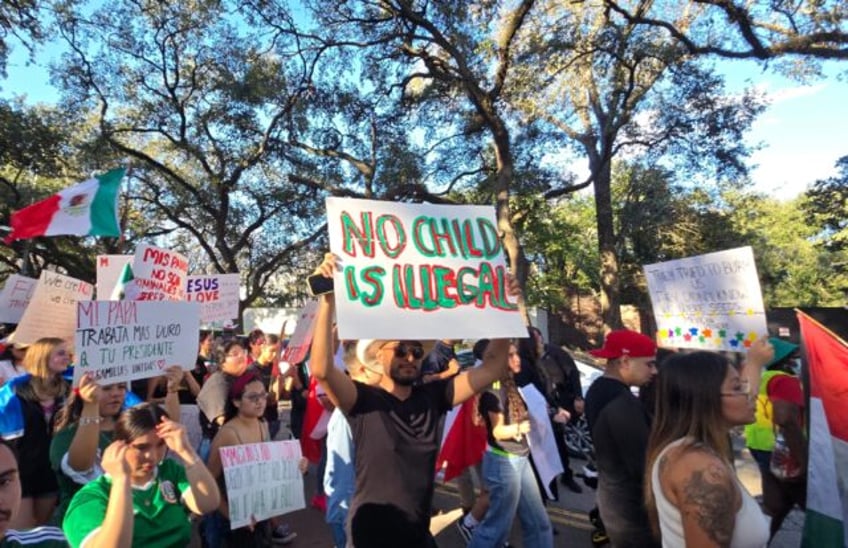 Hundreds of Latino protesters in Houston held a demonstration Sunday against US President