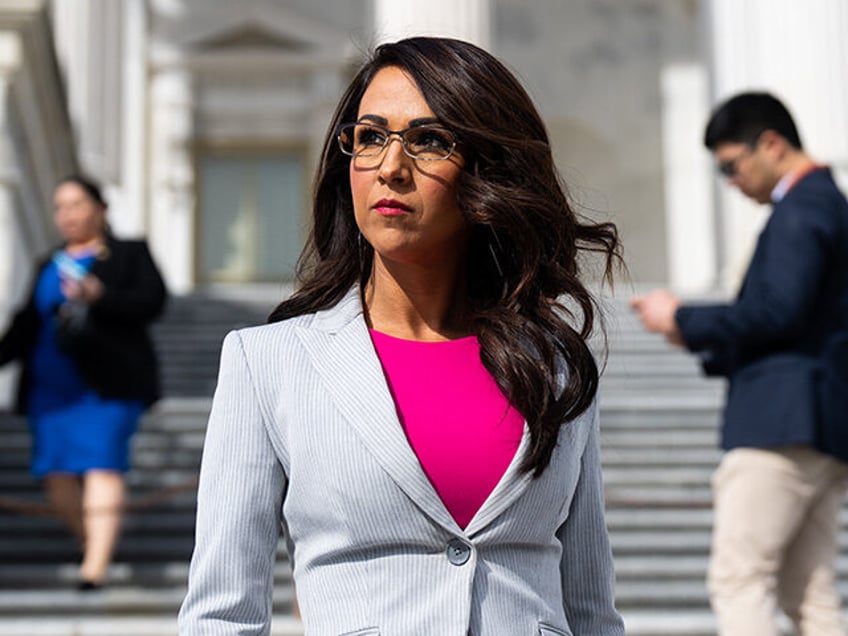 Rep. Lauren Boebert, R-Colo., walks down the House steps at the U.S. Capitol after a vote